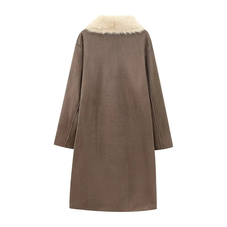 Manteau Long Doublé en Fourrure