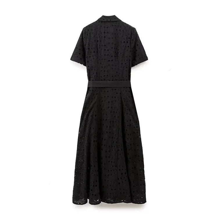 Robe Chemise Brodée Noire