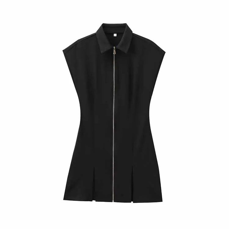 Gilet Noir Zippé Élégance